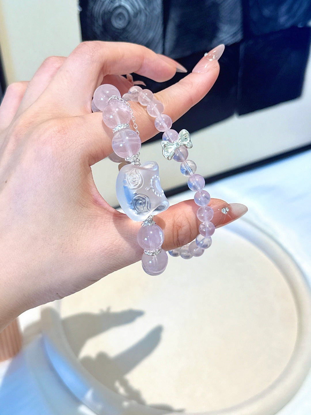 ▫️▪️粉水晶双圈狐狐手串
